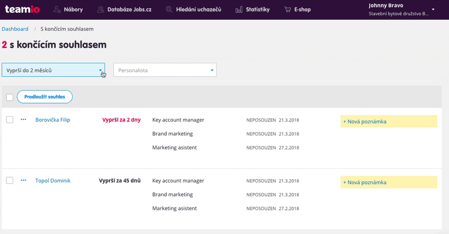 Agenda s končícím souhlasem –Teamio