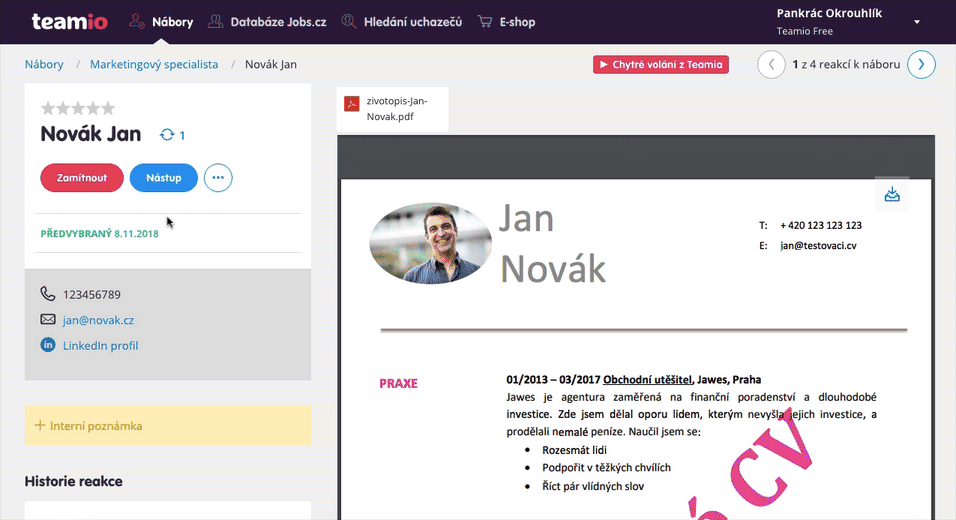 Hromadné zamítnutí po akci Nástup – Teamio