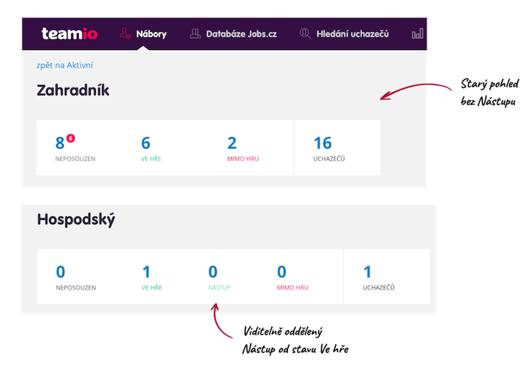 Nástup je nově také v Detailu náboru – HR aplikace